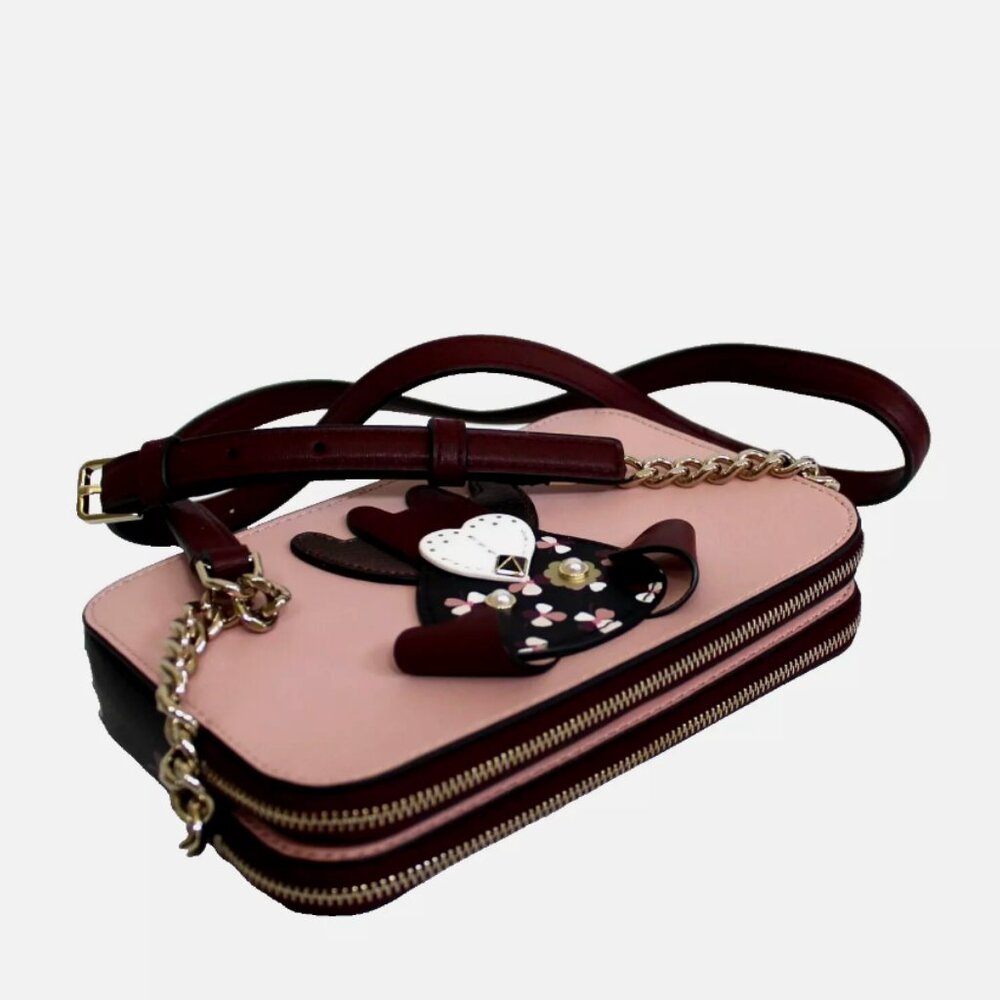 kate spade Floral Pup Cherrywood Double Zip Small Crossbody Bag Purse - Picture 9 of 15